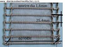 China SS304 Spiral Conveyor Belt, Wire Diameter: 1.6mm, 25cm Rod Pitch, 24Inch Wide factory