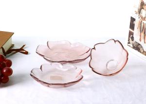 China Kitchen Sakura Shape 13.5cm Frosted Glass Plate, Handmade Solid Pink Sauce Dish factory