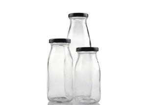 China 200ml 250ml 350ml Glass Juice Bottles , Unique Glass Drinking Bottles factory