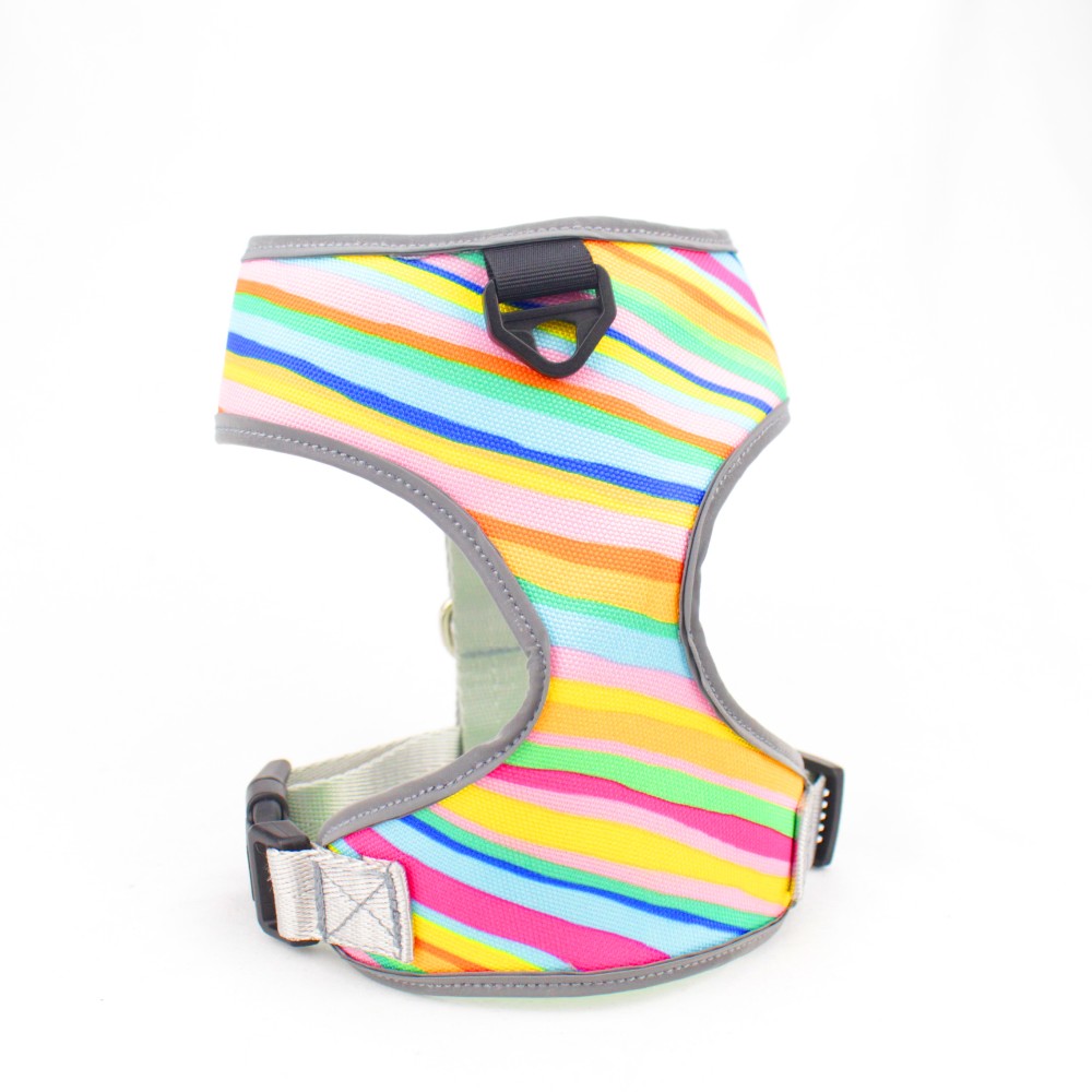Customized Reflective Pattern Nylon Dog Harness Vest For Pet Safety