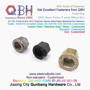 China QBH M12- M42 Yzp Black Plain Semi Trailer 2 Axles Flange Wheel Hub Nut factory