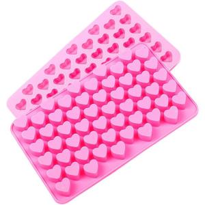 China Silicone Mini Heart 55-Cavity Molds For Baking, Heart Shape Ice Cube Candy Chocolate Mold, Valentine Candy Molds factory