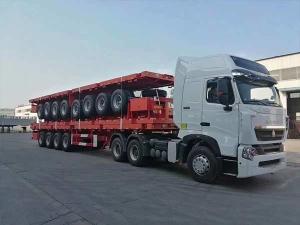 China 3 Axle Flatbed Semi Truck Trailer 30t 60t For Container Carrying factory