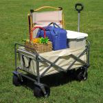 Rubber Wheels Folding Wagon Multipurpose Collapsible Hand Truck Black
