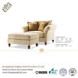 China Modern Leisure Fabric Hotel Lounge Chairs High Back Wooden Frame With Ottoman factory