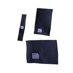 Taffeta / Damask Canvas Clothing Woven Labels / Patches With Paper Backing