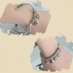 Sterling Silver Elephant Charm Bracelet Thai Silver Vintage Jewelry (B6041203)