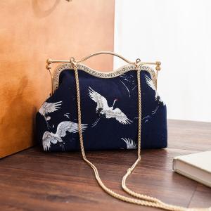 China Coin Pouch Canvas Card Purse Clasp Closure Classic birds Pattern Keys Wallet Gift Round factory
