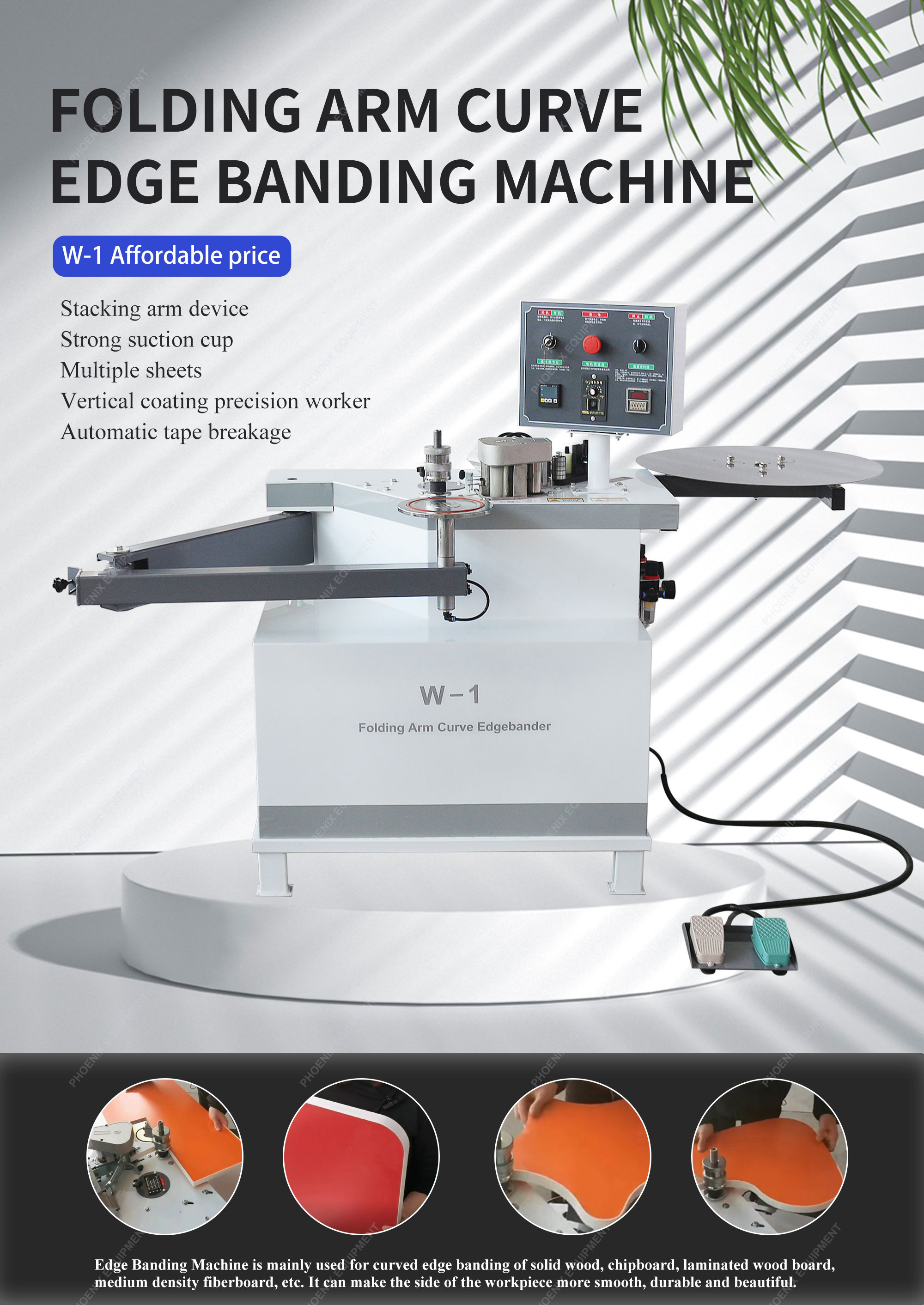 Automatic Gluing Edge Banding Portable Machine for Curved Veneer and Solid Wood Strips