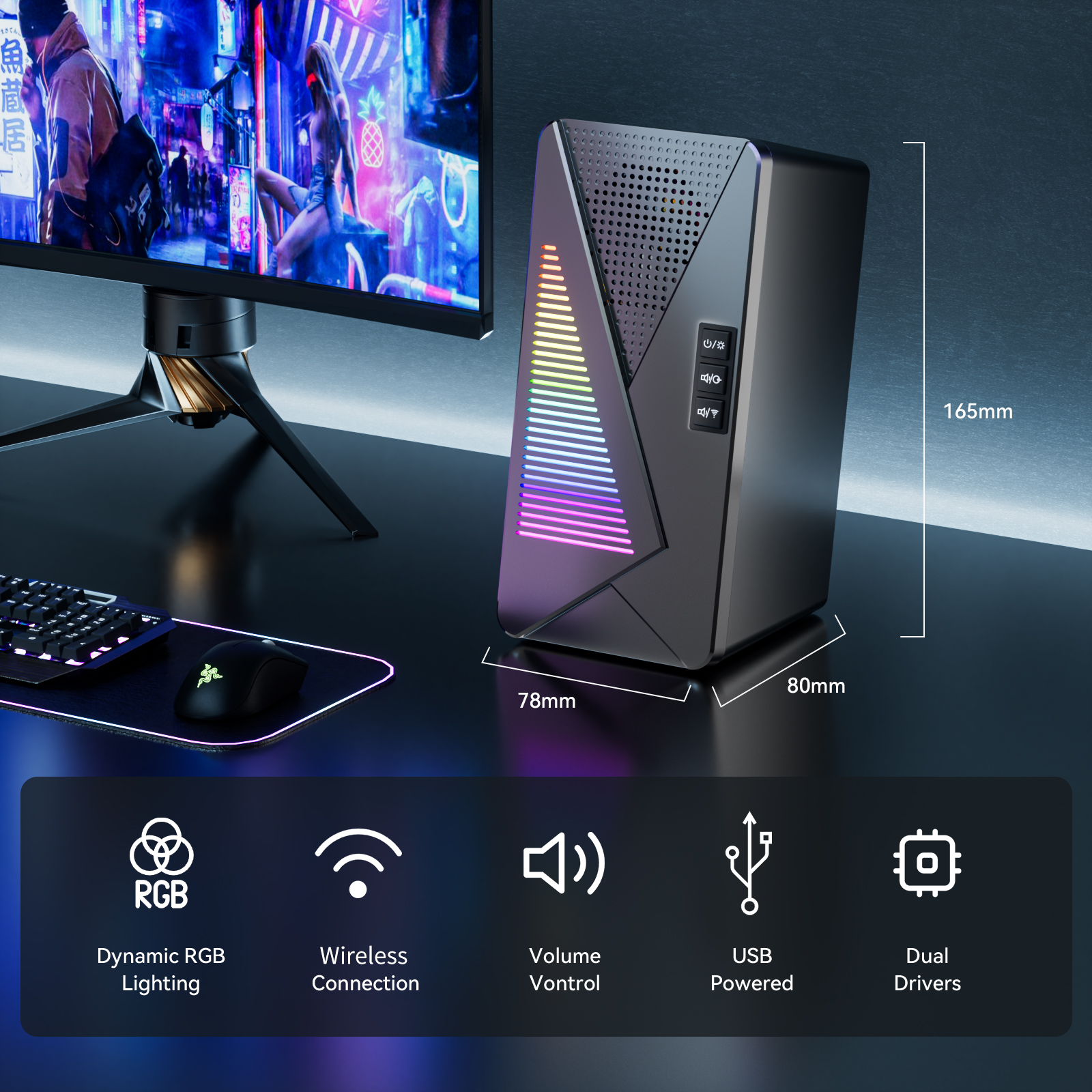 USB 2.0 Computer Gaming Speakers For PC Desktop Subwoofer Wired Blue Tooth Speaker