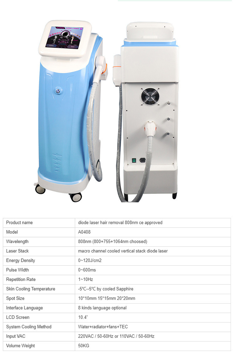 Vertical Diode Laser Hair Removal Machine Permanent Painless 808nm