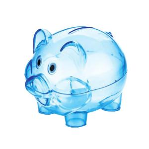 China Personalized Transparent Plastic Piggy Bank For Coins Cash Gifts factory