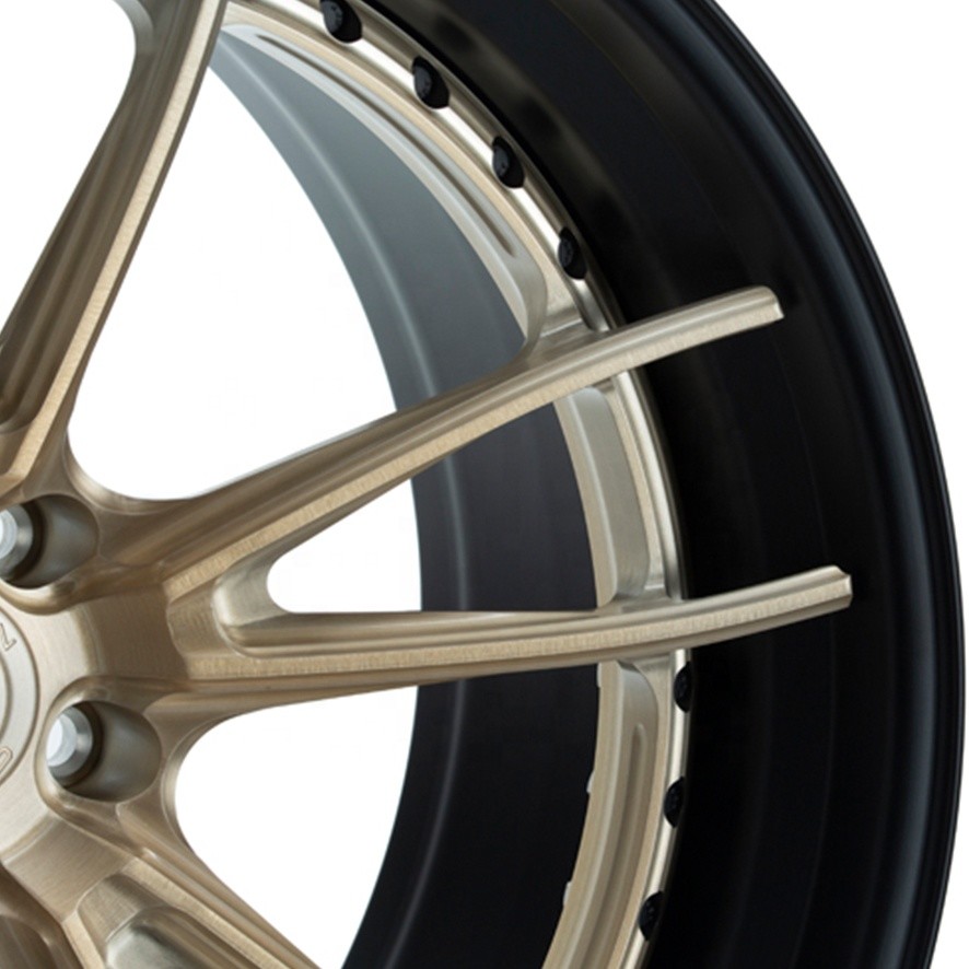 factory Customized brushed grey or bronze luxury 2 piece staggered alloy forged wheel rims