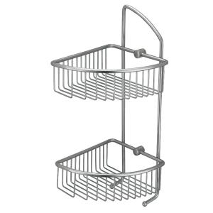 China Double Bathroom Corner Shelf Polished Wall Mounted Stainless Steel Shower Caddy factory