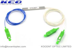 China 1x2 Fiber Optic Splitter , SC APC Passive Optical Splitter 1.0m White Tube factory