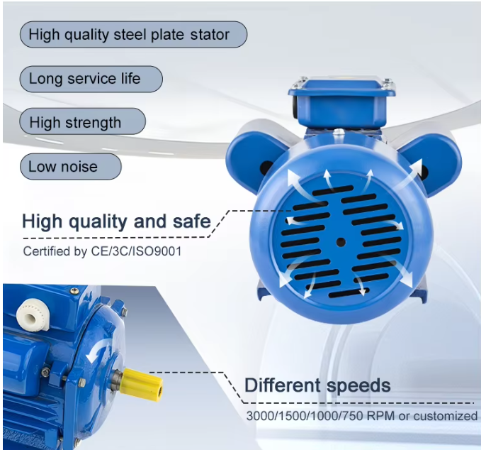 YC YCL Series 1HP to 10HP AC Single Phase Asynchronous Induction Motors 110/220V with Iron Housing محرك أحادي الطور