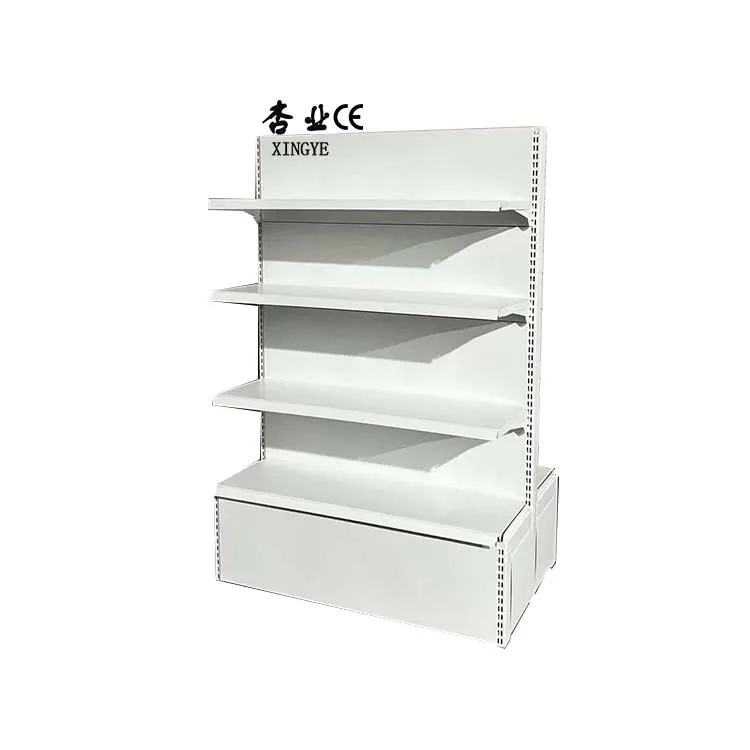 Factory Custom Size Color Logo Unique Design White Gondola Supermarket Shelves Double Sided Super Market Racks