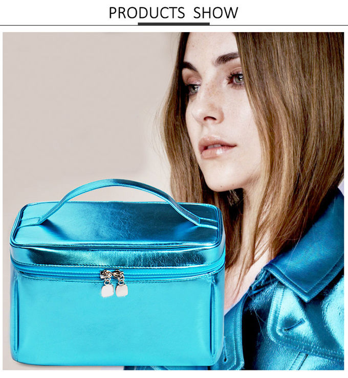 Daily Waterproof Blue Wash PU Cylinder Makeup Bags