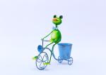 Metal Frog Bicycle Flowerpot Interior Decoration Outdoor Garden Flowerpot