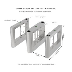 HCW Durable Barrier Turnstile Gate with 910mm Channel Width and 4-Pair Infrared