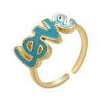 OEM Copper Brass 14k Gold Jewelry Open Enamel Love Letter Rings
