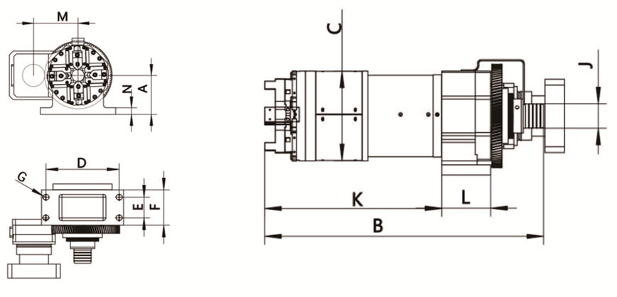 Power Back Chuck 4 Jaw Pneumatic Feeding Chuck For Laser Pipe Cutting Machine