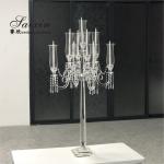 9 Arms Tall Luxury Clear Crystal Candle Holder For Dining Table Wedding