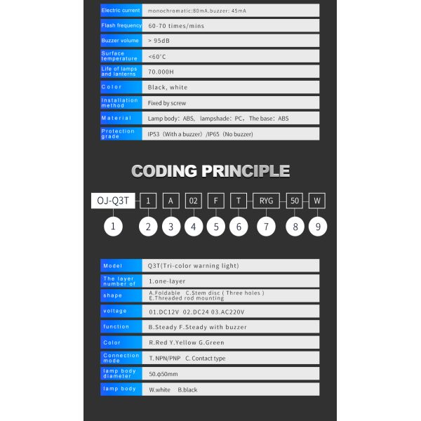 ABS Material Tower Indicator Light DC 24V RYG With Built-In Buzzer Long Lifespan Hours 70000
