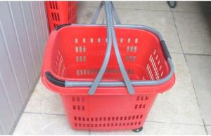 China Commercial Plastic Rolling Shopping Basket With Wheels / Shopping Trolley Cart factory