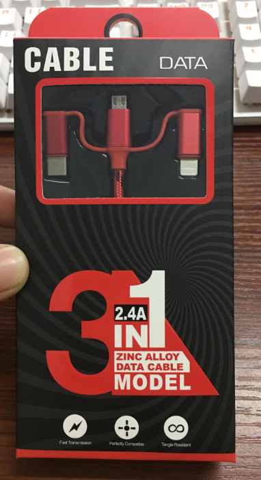 3 IN 1 SYNC AND CHARGE CABLE, LIGHTNING MICRO TYPE-C FOR ALL SMART PHONES CHARGING AND DATA TRANSFER