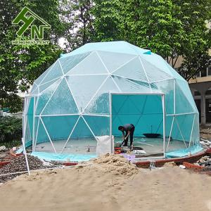 China Customized Size Colorful Dining Geodesic Dome Tent 13m Diameter factory