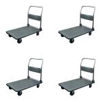330lbs Capacity Foldable Platform Trolley Four Casters Wheels Folding Cart