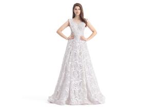 China Grace White Lace Embroidery Simple Elegant Wedding Dresses Sleeveless U - Neck factory