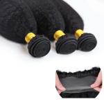 Genuine 360 Lace Frontal Closure With Bundles Kinky Straight No Shedding