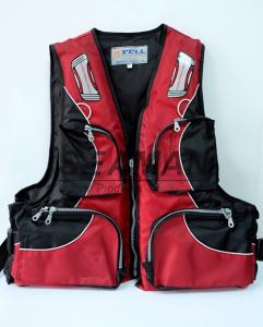 China 100N Red Water Sport Fishing Life Jacket With Oxford Nylon Adult Rigid Foam factory