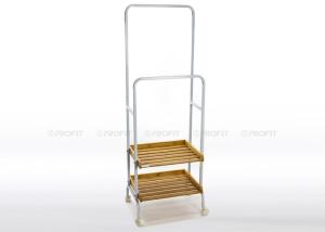 China 44cm Length Height 132cm Bamboo Metal Hangers Bathroom Towel Storage Shelf factory