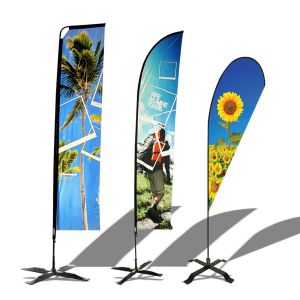 Blue Beach Pattern Teardrop Advertising Flags Personalized Festival Use