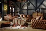 Dark Brown High End Soft Leather Sofa High Density Foam / Sponge For Living Room