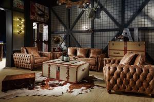 China Dark Brown High End Soft Leather Sofa High Density Foam / Sponge For Living Room factory