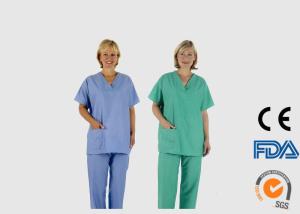 China PP Plastic Material Disposable Medical Scrubs Liquid Proof Blue Color factory