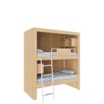 4000 X 900 X 2400mm Wooden Color Fashion Bunk Bed For Youth Hostel Support