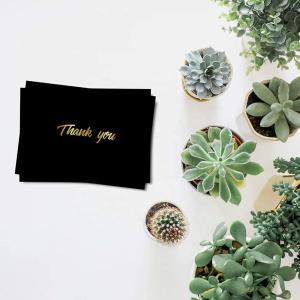 China 2.93 Ounces Customised Thank You Cards Black Gold Foil Blank Cards With Envelopes factory