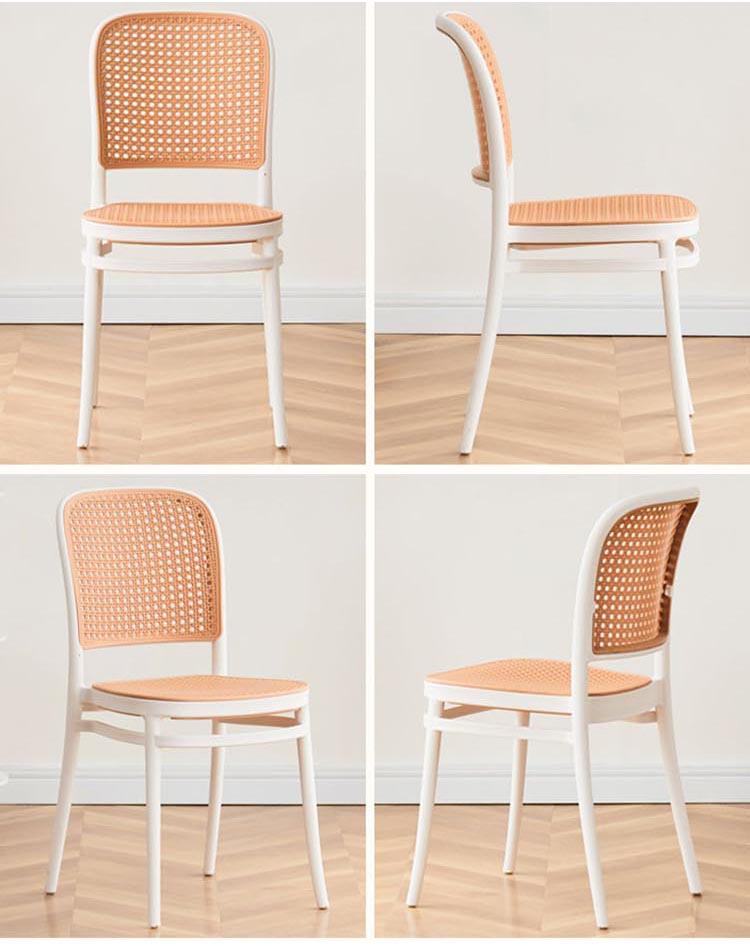Nordic Stackable PP Plastic Rattan Dinner Chair for Outdoor Garden Cafe Restaurant