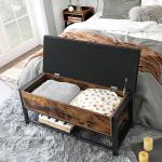 Faux Leather Storage Bench, Shoe Bench with Cushion, Industrial Shoe Rack,