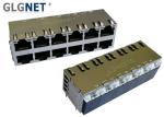 Copper Alloy Stacked RJ45 Connectors 12 Ports Pcb Rj45 Jack 1000 BASE - T