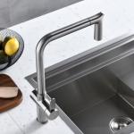 High Arc PEX Hose Single Lever Kitchen Faucet With Sprayer Flexible Kitchen Sink