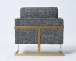 Fashionable top-Quality grey linen with brass finish metal base living room