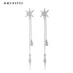 73.5mm 0.1oz Sterling Silver Jewelry Earrings S925 Silver Star Diamond Tassel