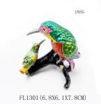Mum and baby bird metal jewelry box for jewelry wholesales bird jeweled enamel