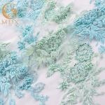 MDX Mint Green Pattern Lace Fabric 91.44 Cm Length Tulle Beaded Embroidered
